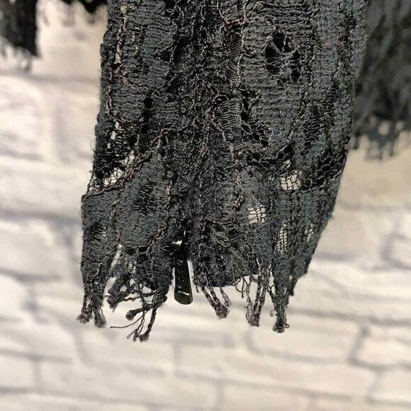 Kate Hill‎ Shirt Womens 10 Black Lace Long Sleeve Blouse - Picture 9 of 11